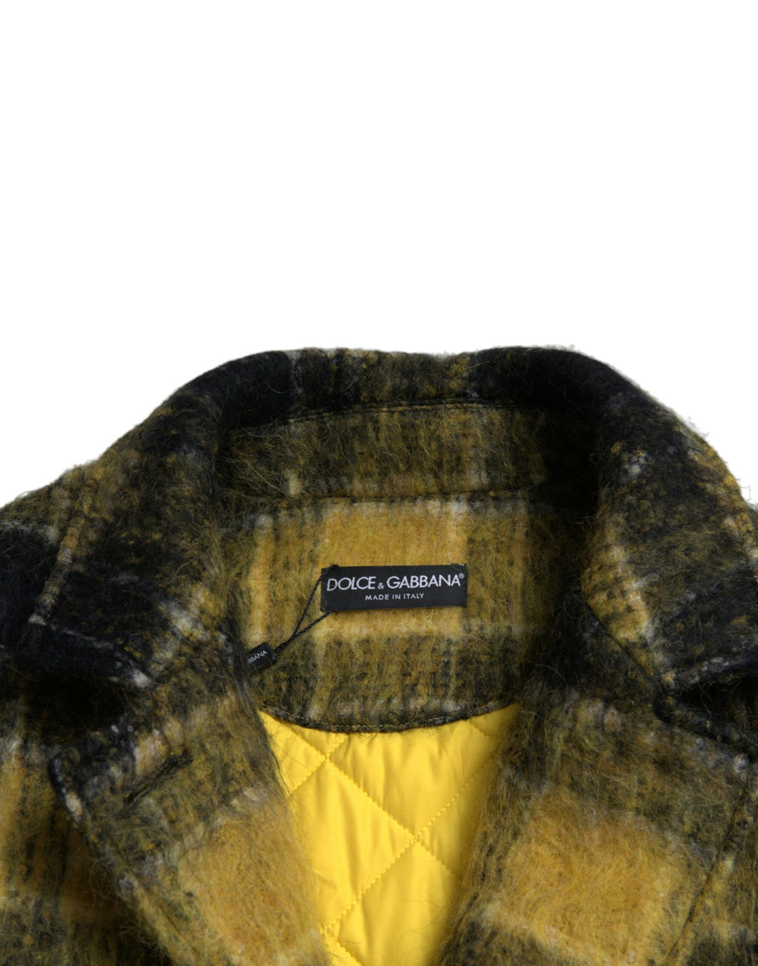 Dolce & Gabbana Chic Plaid Long Coat in Sunshine Yellow