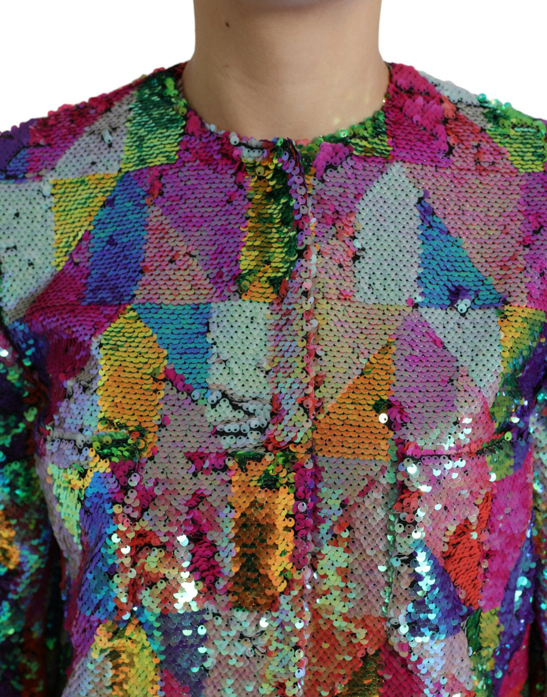 Dolce & Gabbana - Dolce & Gabbana Multicolor Sequined Long Jacket - JKT3724 - 40 - Ask Me Wear