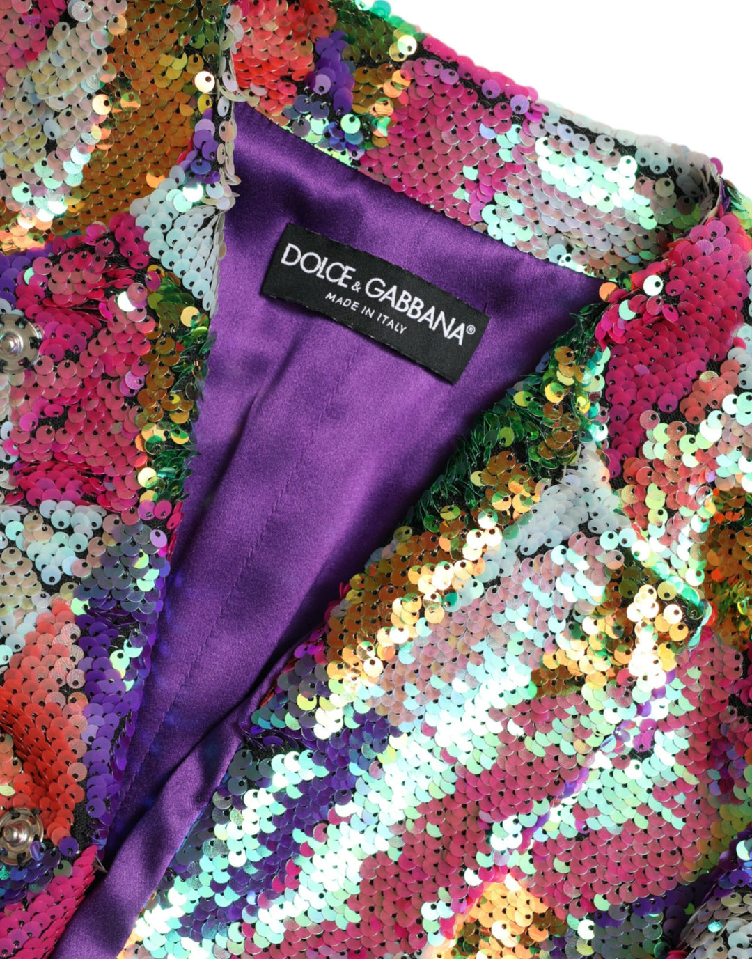 Dolce & Gabbana - Dolce & Gabbana Multicolor Sequined Long Jacket - JKT3724 - 40 - Ask Me Wear