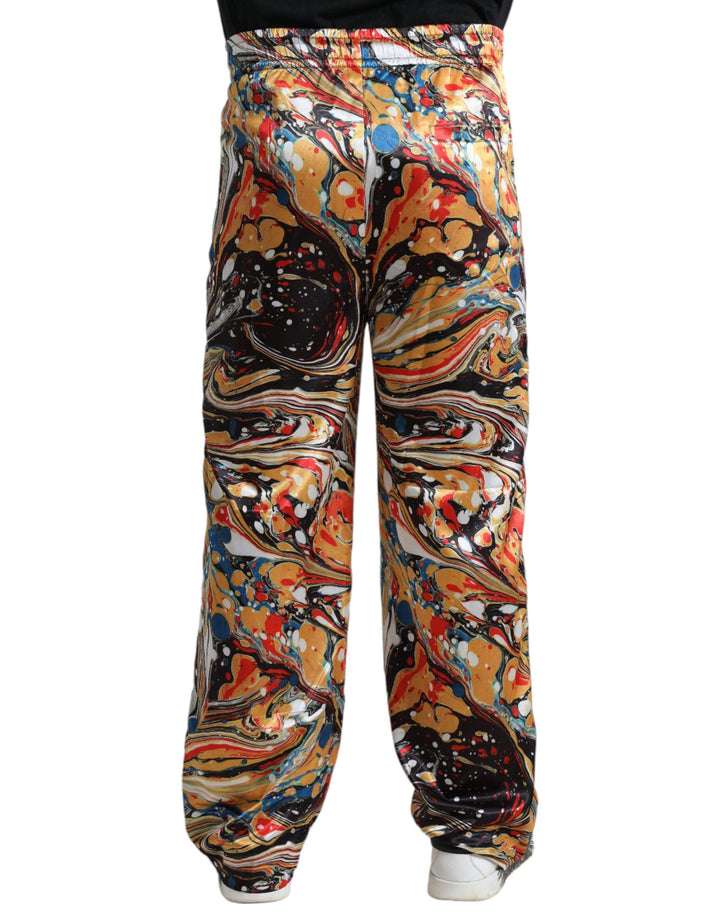 Dolce &amp; Gabbana Multicolor Marble Print Satin Pants by Dolce &amp; Gabbana outlet now on sale