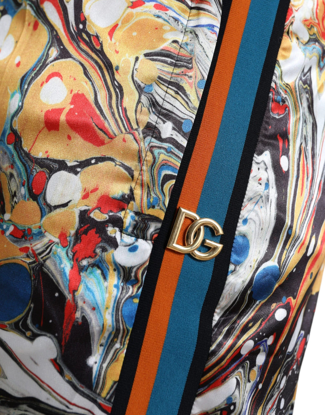 Dolce &amp; Gabbana Multicolor Marble Print Satin Pants by Dolce &amp; Gabbana outlet now on sale