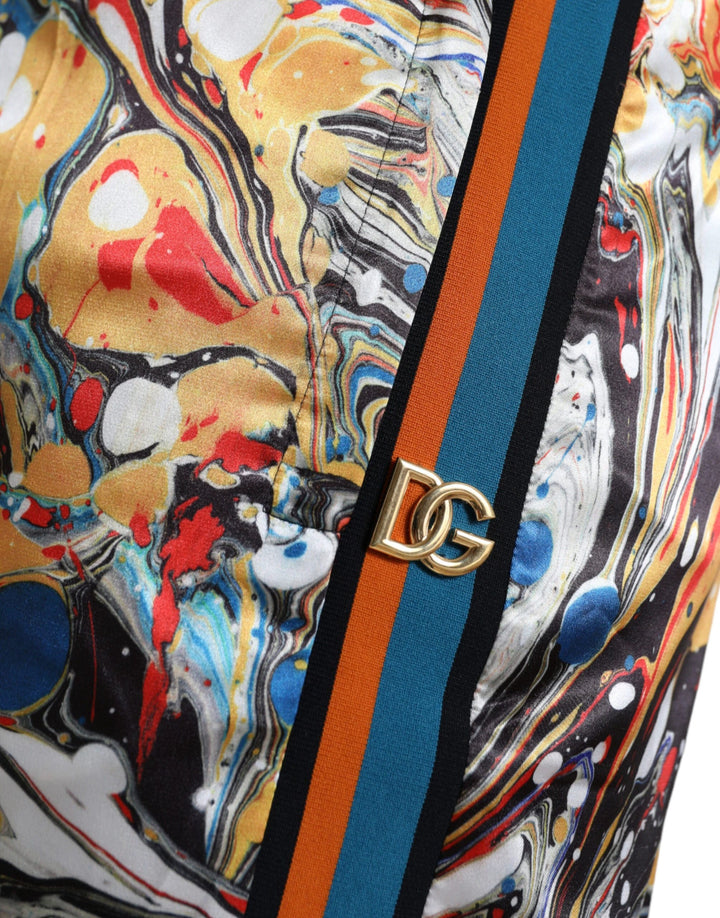 Dolce &amp; Gabbana Multicolor Marble Print Satin Pants by Dolce &amp; Gabbana outlet now on sale
