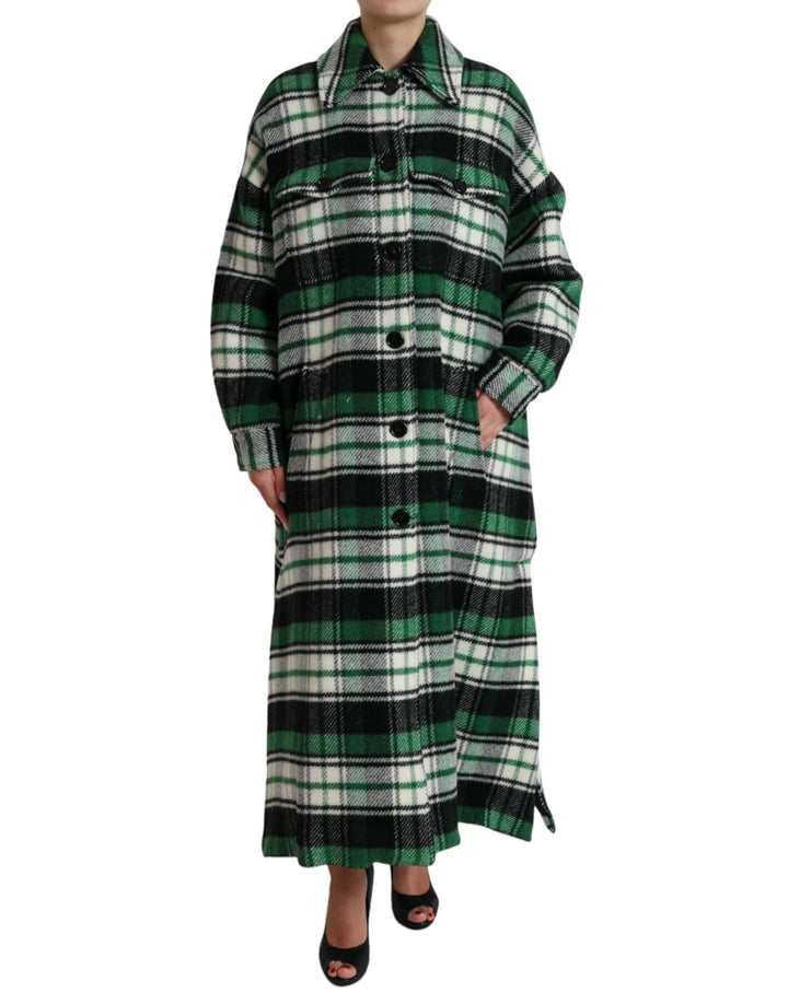 Dolce & Gabbana - Dolce & Gabbana Elegant Green Plaid Long Coat - JKT3692 - 40 - Ask Me Wear