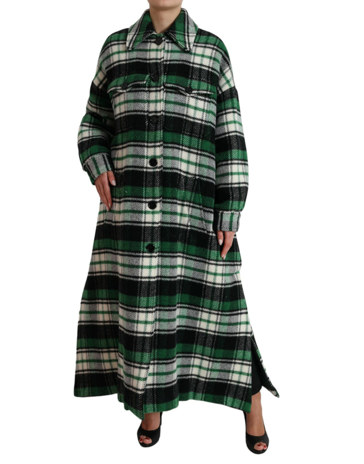 Dolce & Gabbana - Dolce & Gabbana Elegant Green Plaid Long Coat - JKT3692 - 40 - Ask Me Wear