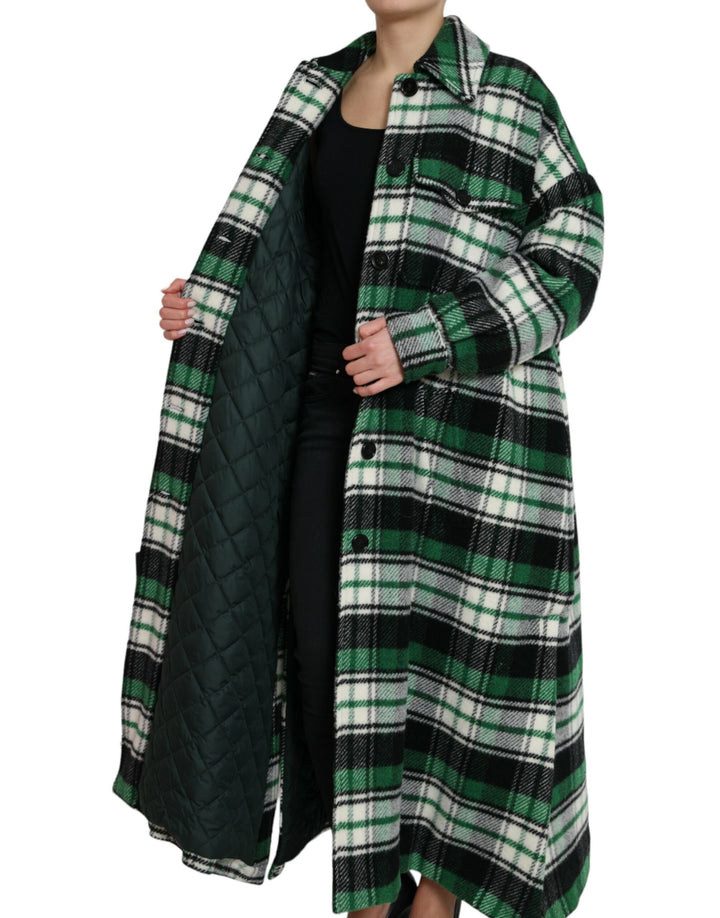 Dolce & Gabbana - Dolce & Gabbana Elegant Green Plaid Long Coat - JKT3692 - 40 - Ask Me Wear