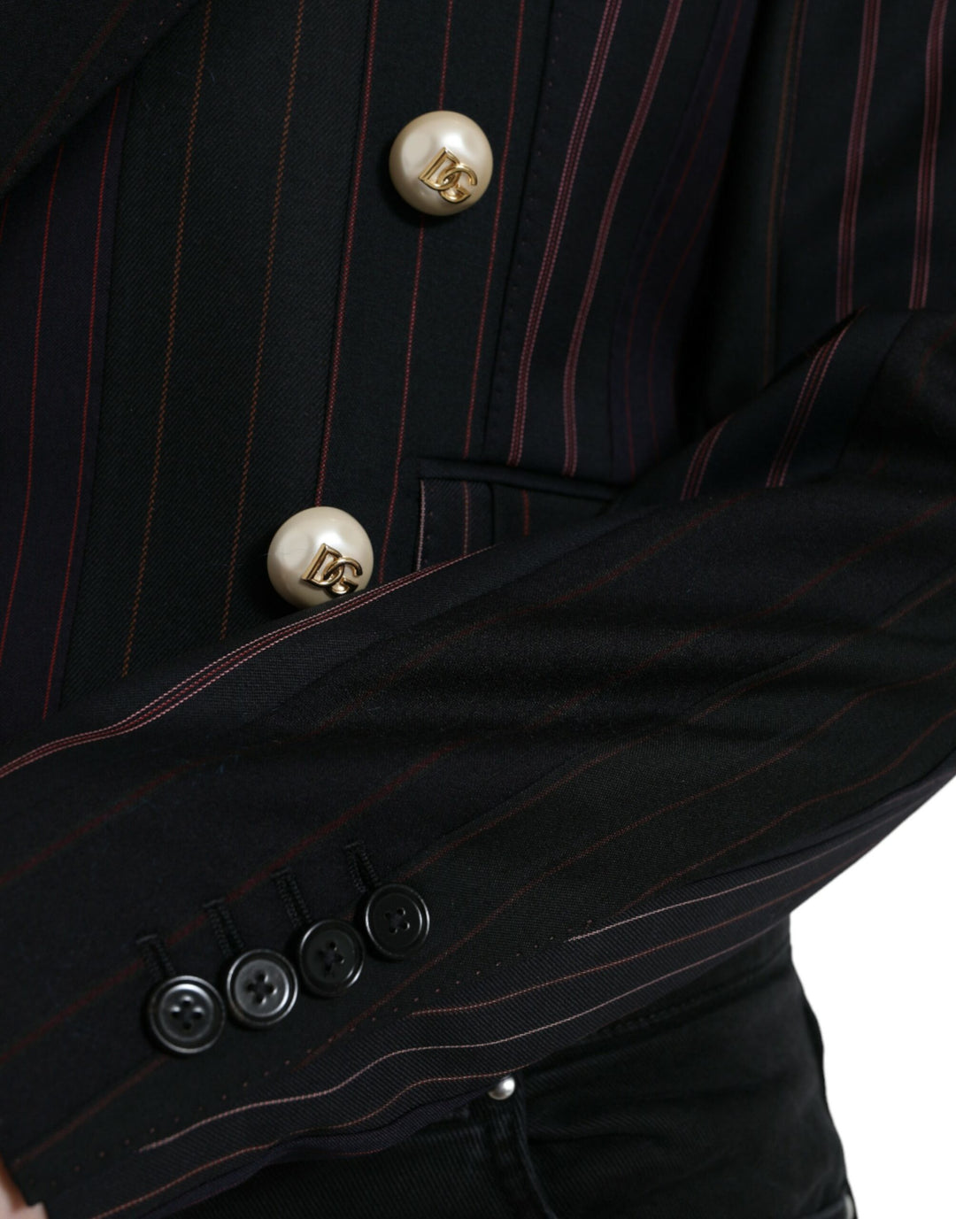 Dolce & Gabbana Elegant Striped Double Breasted Wool Blazer