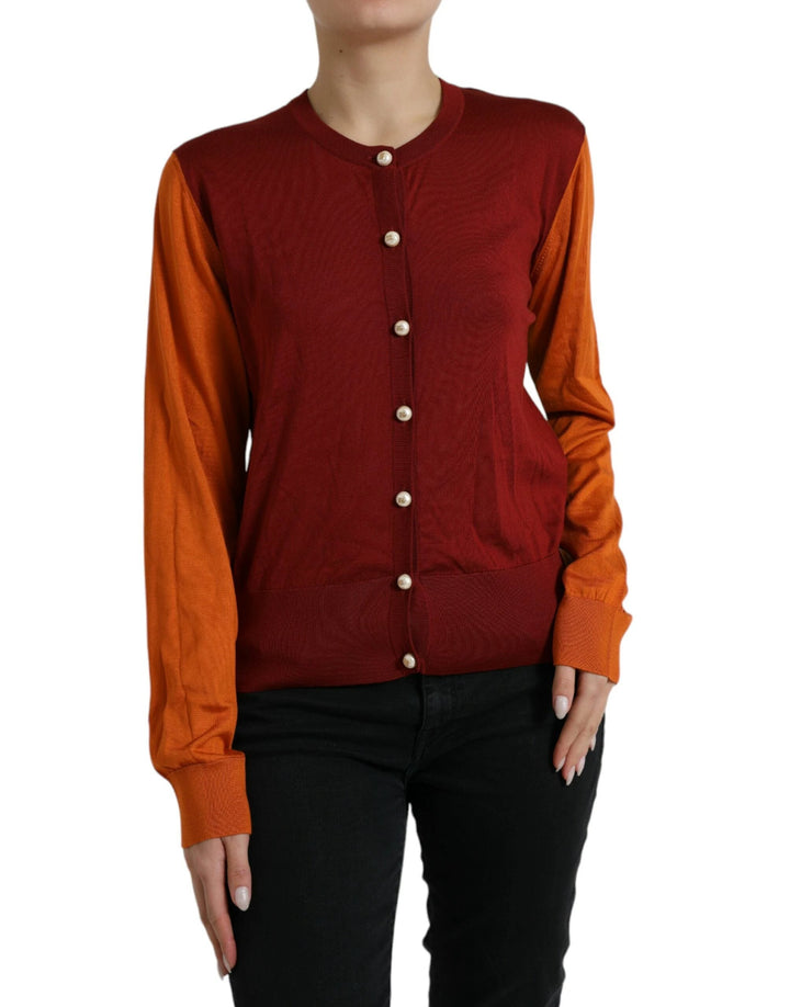 Dolce &amp; Gabbana Sample Sale Dolce &amp; Gabbana Multicolor Cardigan Color Block Silk Crewneck Sweater - | Designer outlet