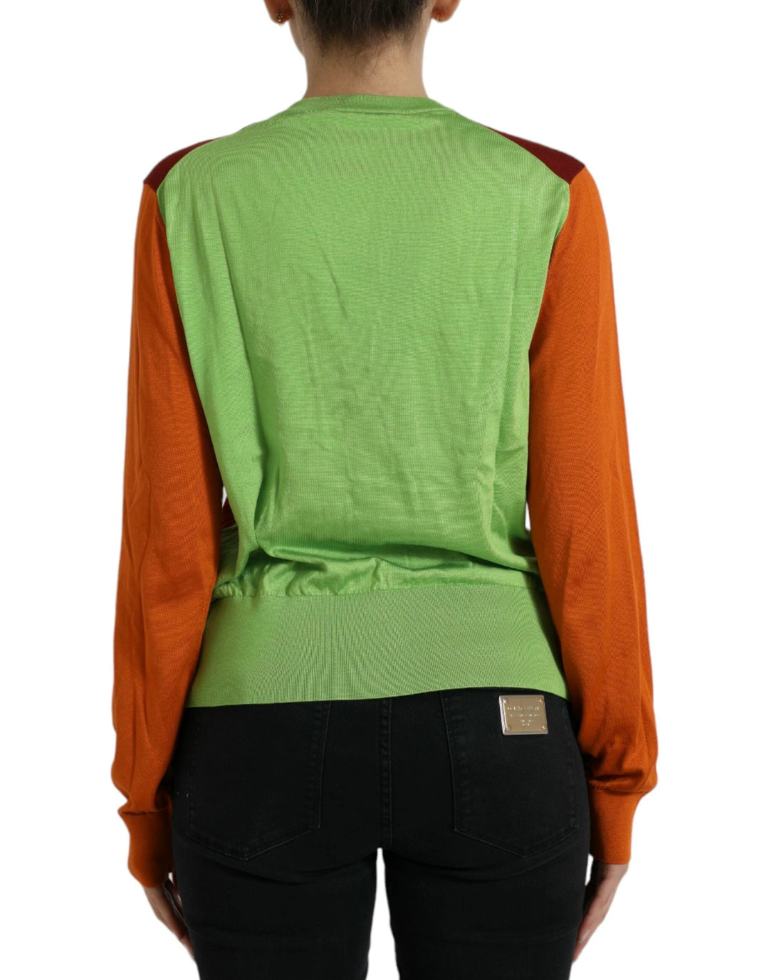 Dolce &amp; Gabbana Sample Sale Dolce &amp; Gabbana Multicolor Cardigan Color Block Silk Crewneck Sweater - | Designer outlet