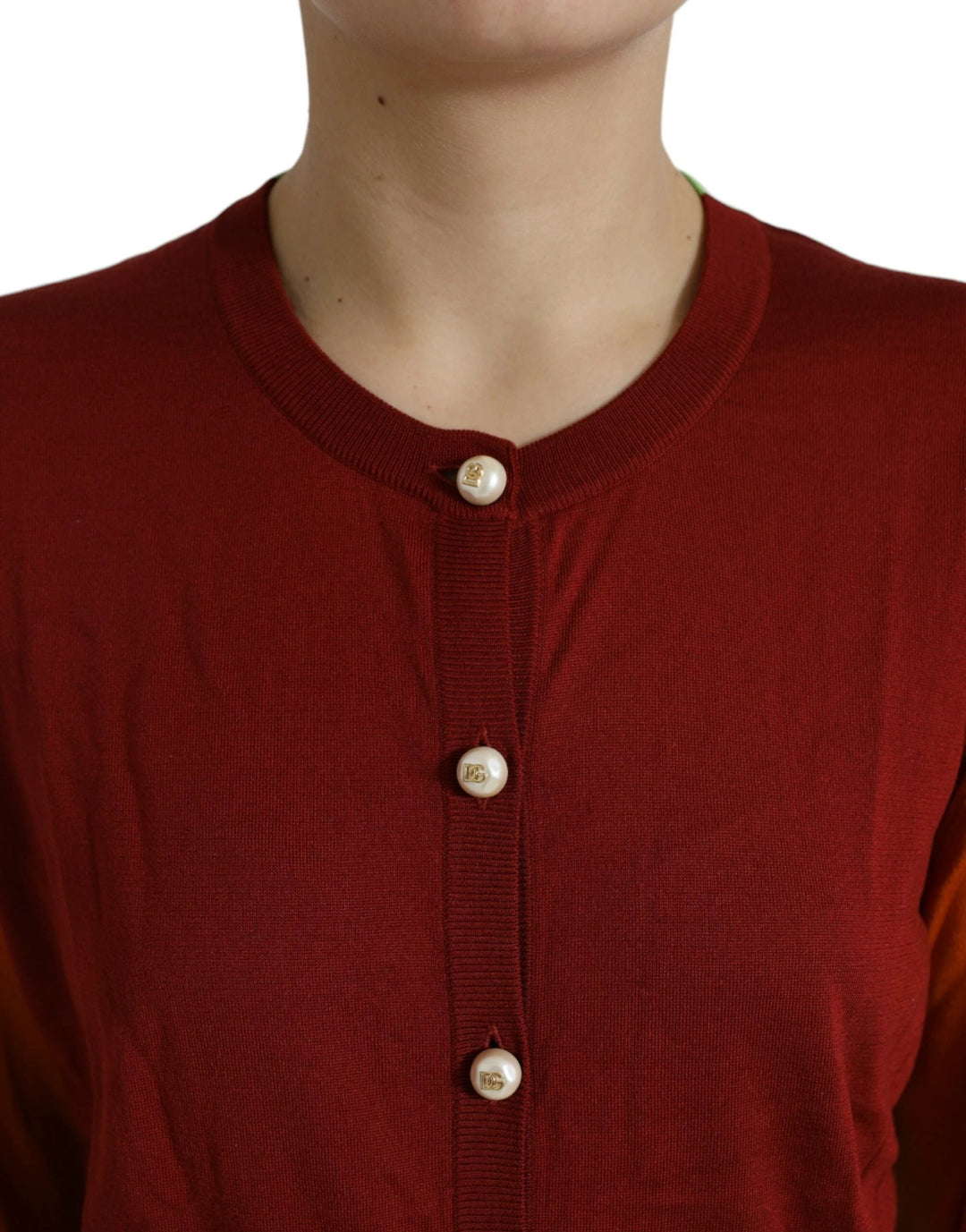 Dolce &amp; Gabbana Sample Sale Dolce &amp; Gabbana Multicolor Cardigan Color Block Silk Crewneck Sweater - | Designer outlet