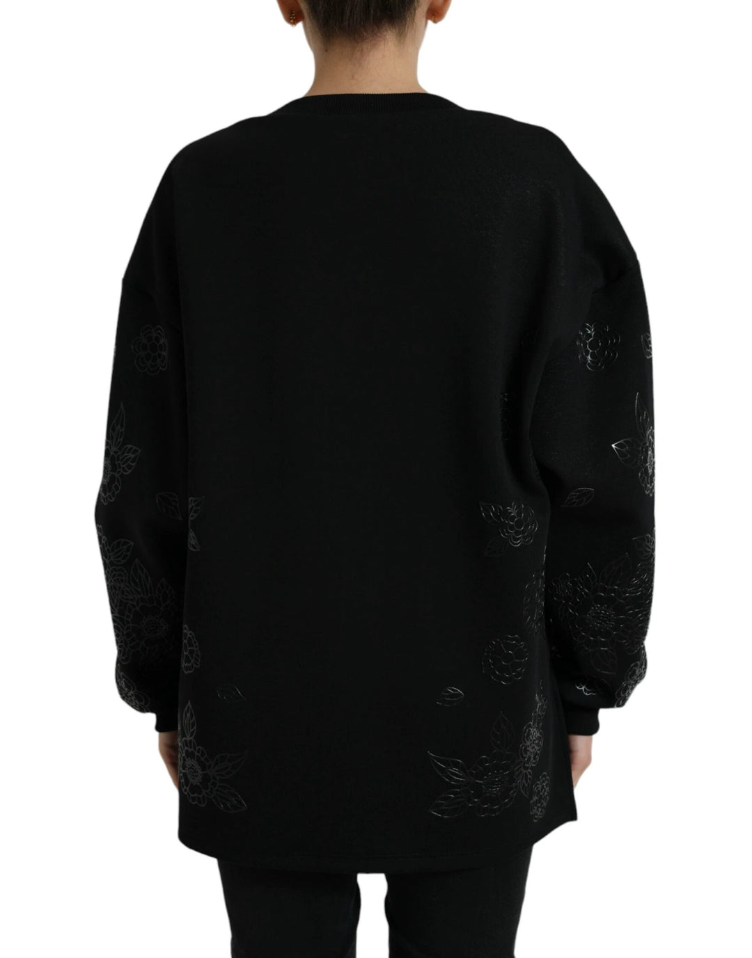 Dolce &amp; Gabbana Sample Sale Dolce &amp; Gabbana Black Pullover Floral Logo Applique Sweater - | Designer outlet