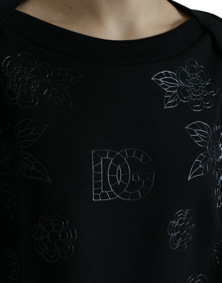 Dolce &amp; Gabbana Sample Sale Dolce &amp; Gabbana Black Pullover Floral Logo Applique Sweater - | Designer outlet