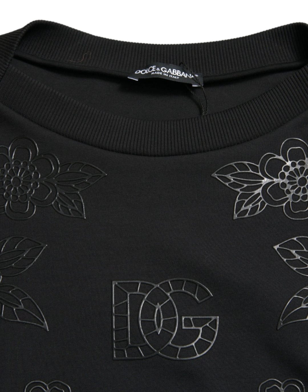 Dolce &amp; Gabbana Sample Sale Dolce &amp; Gabbana Black Pullover Floral Logo Applique Sweater - | Designer outlet