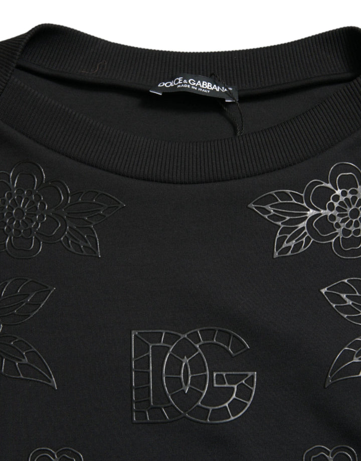 Dolce &amp; Gabbana Sample Sale Dolce &amp; Gabbana Black Pullover Floral Logo Applique Sweater - | Designer outlet