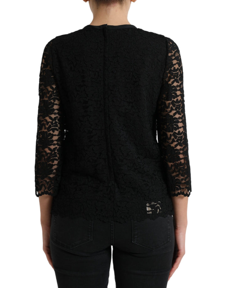 Dolce & Gabbana Elegant Floral Lace Long Sleeve Top