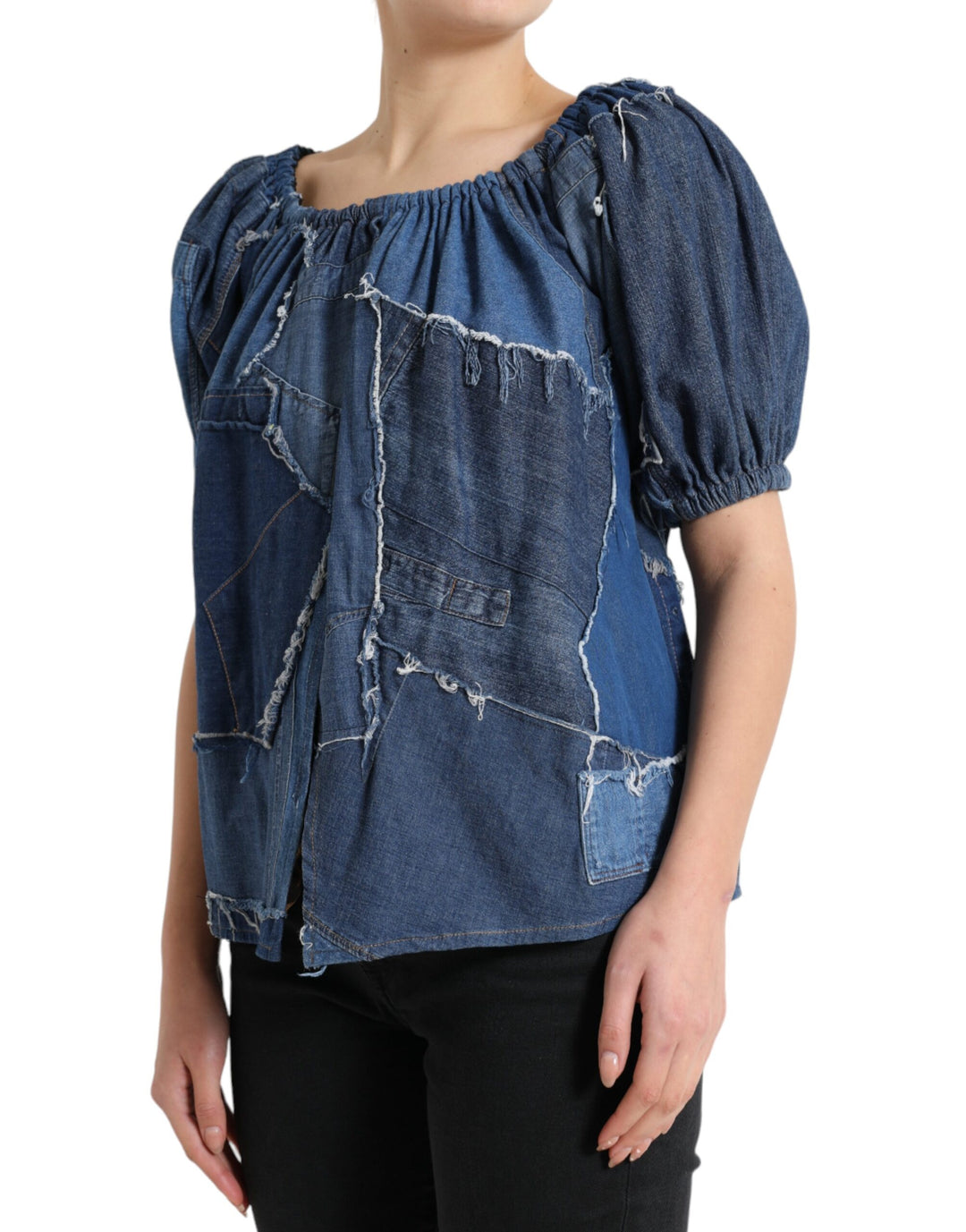 Dolce & Gabbana Elegant Cotton Denim Blouse Top