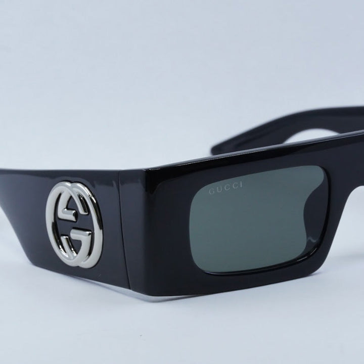 Gucci Sunglasses Rectangle Full Rim, Black Frame and Grey Lens GG1646S001