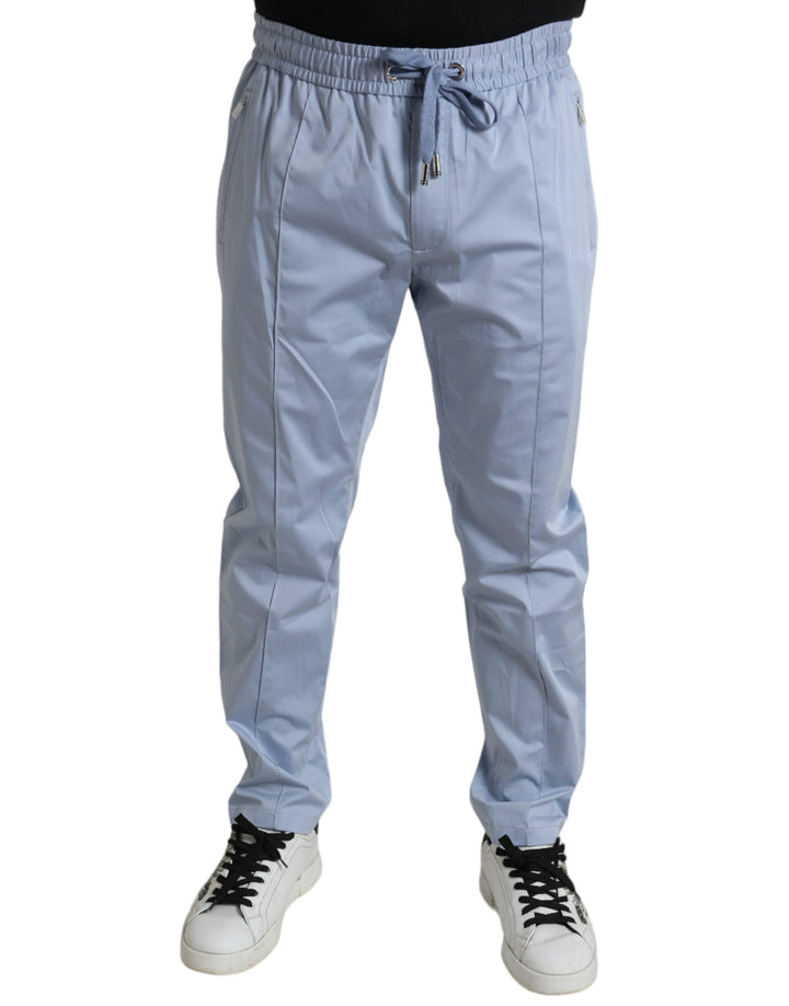 Dolce & Gabbana Light Blue Cotton Stretch Jogger Pants by Dolce & Gabbana outlet now on sale