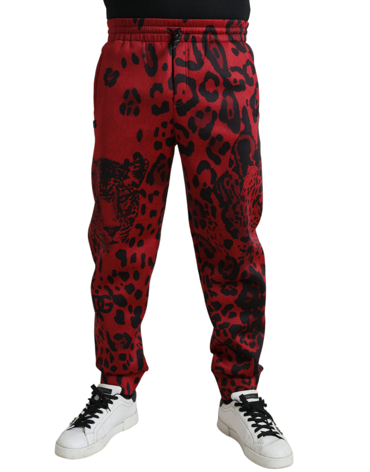 Dolce &amp; Gabbana Sample Sale Dolce &amp; Gabbana Red Black Leopard Stretch Jogger Pants - | Designer outlet