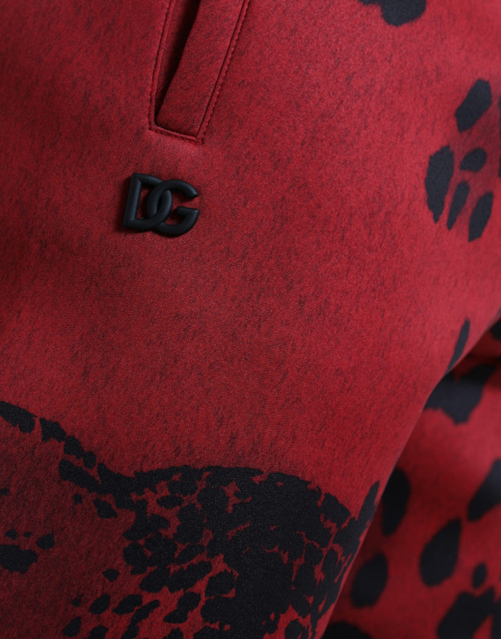 Dolce &amp; Gabbana Sample Sale Dolce &amp; Gabbana Red Black Leopard Stretch Jogger Pants - | Designer outlet