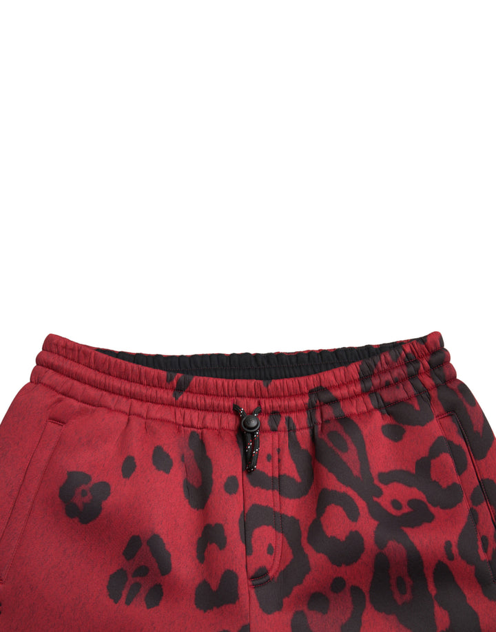 Dolce &amp; Gabbana Sample Sale Dolce &amp; Gabbana Red Black Leopard Stretch Jogger Pants - | Designer outlet