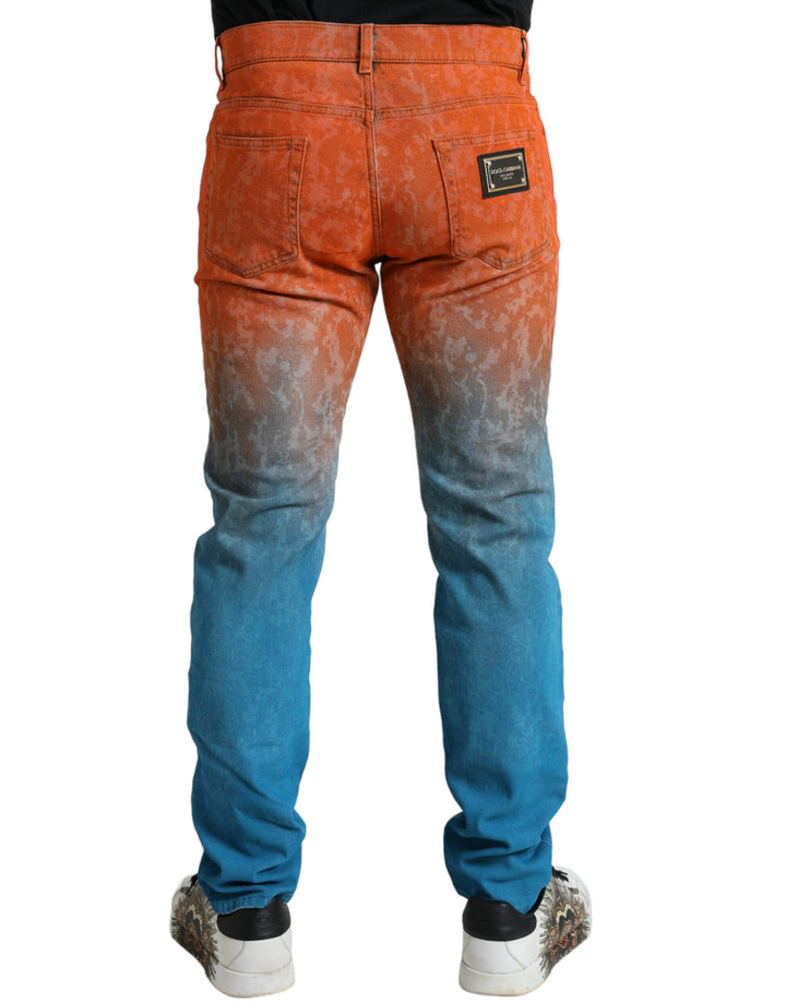 Dolce &amp; Gabbana Sample Sale Dolce &amp; Gabbana Multicolor Ombre Cotton Slim Fit Denim Jeans - | Designer outlet