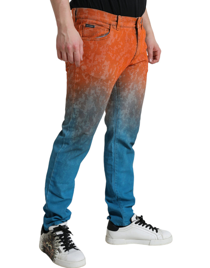 Dolce &amp; Gabbana Sample Sale Dolce &amp; Gabbana Multicolor Ombre Cotton Slim Fit Denim Jeans - | Designer outlet