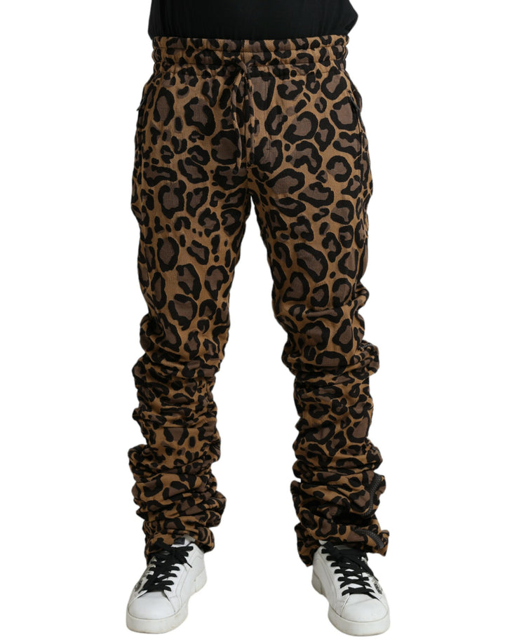 Dolce &amp; Gabbana Sample Sale Dolce &amp; Gabbana Brown Leopard Jacquard Jogger Pants - | Designer outlet