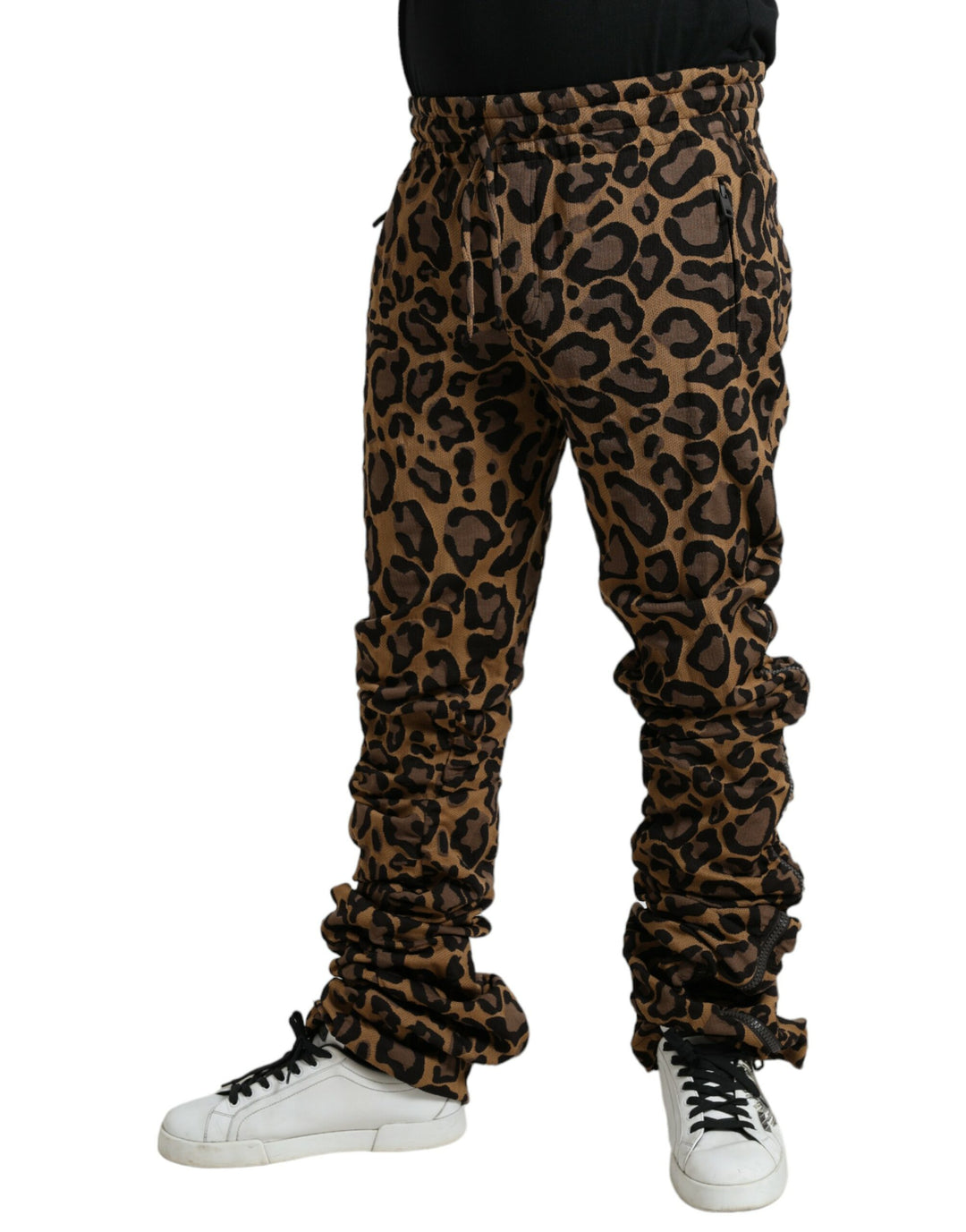 Dolce &amp; Gabbana Sample Sale Dolce &amp; Gabbana Brown Leopard Jacquard Jogger Pants - | Designer outlet