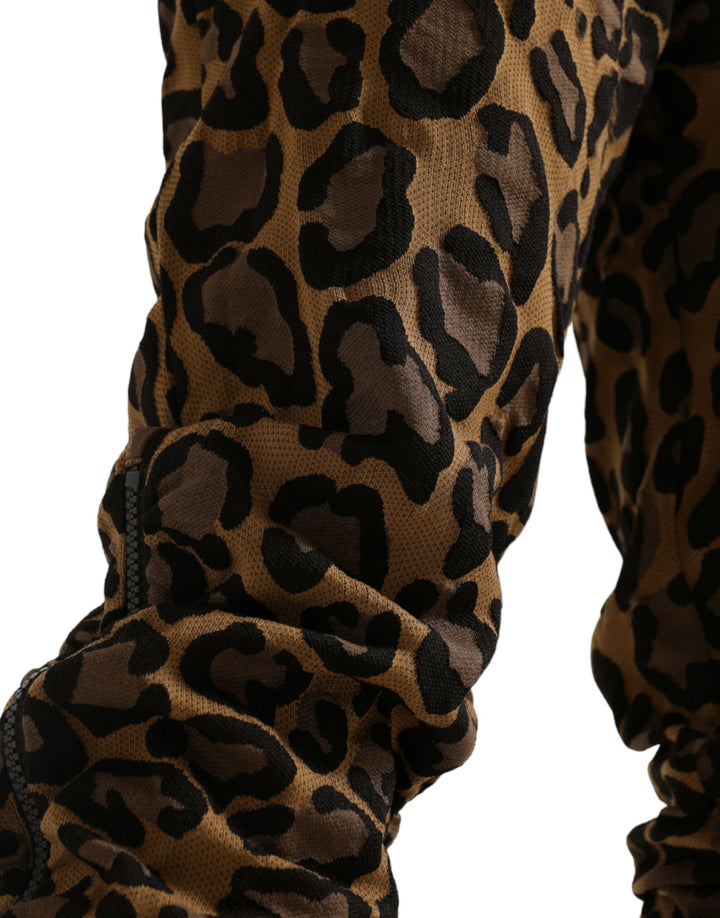 Dolce &amp; Gabbana Sample Sale Dolce &amp; Gabbana Brown Leopard Jacquard Jogger Pants - | Designer outlet