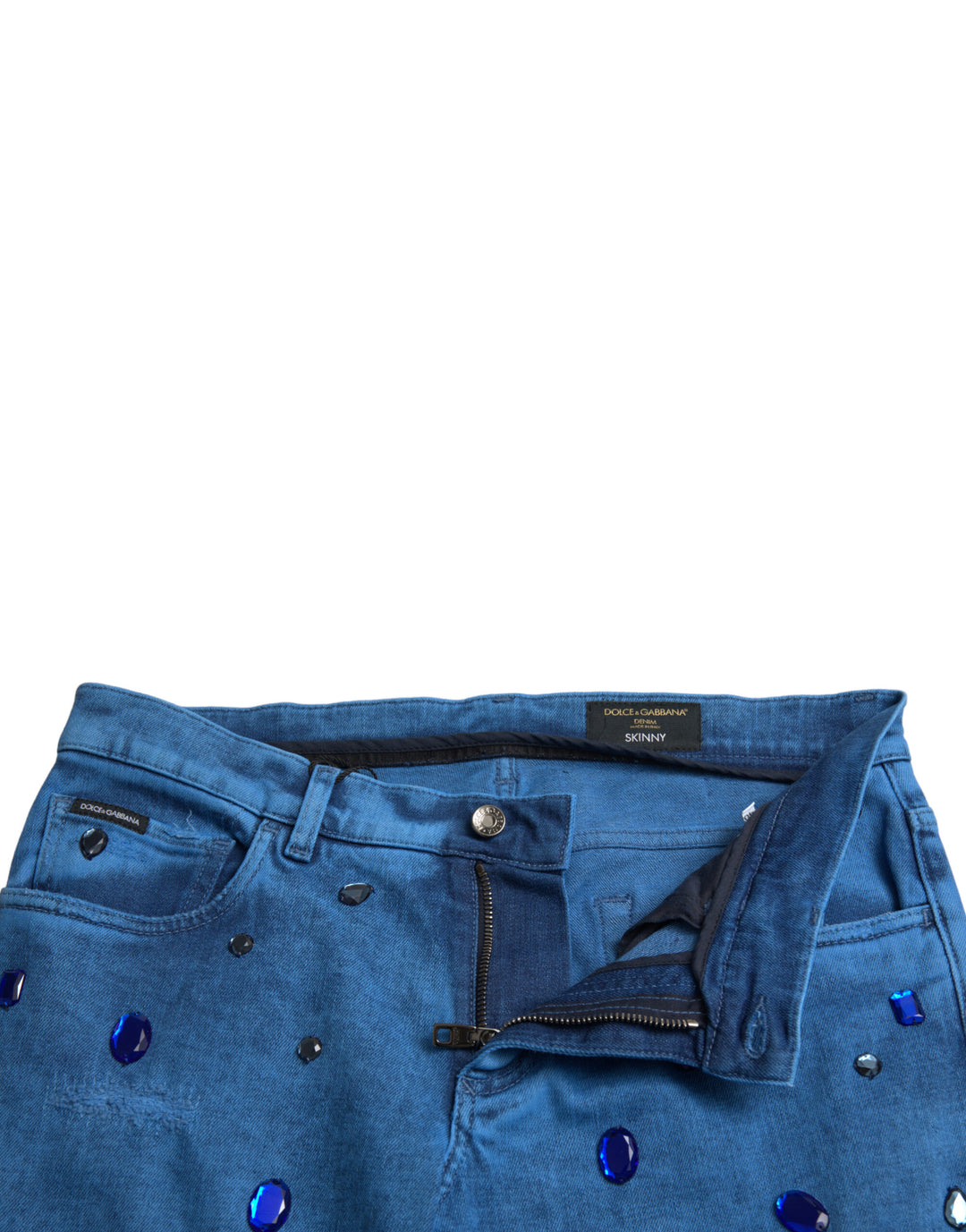 Dolce &amp; Gabbana Sample Sale Dolce &amp; Gabbana Blue Crystal Embellished Skinny Denim Jeans - | Designer outlet