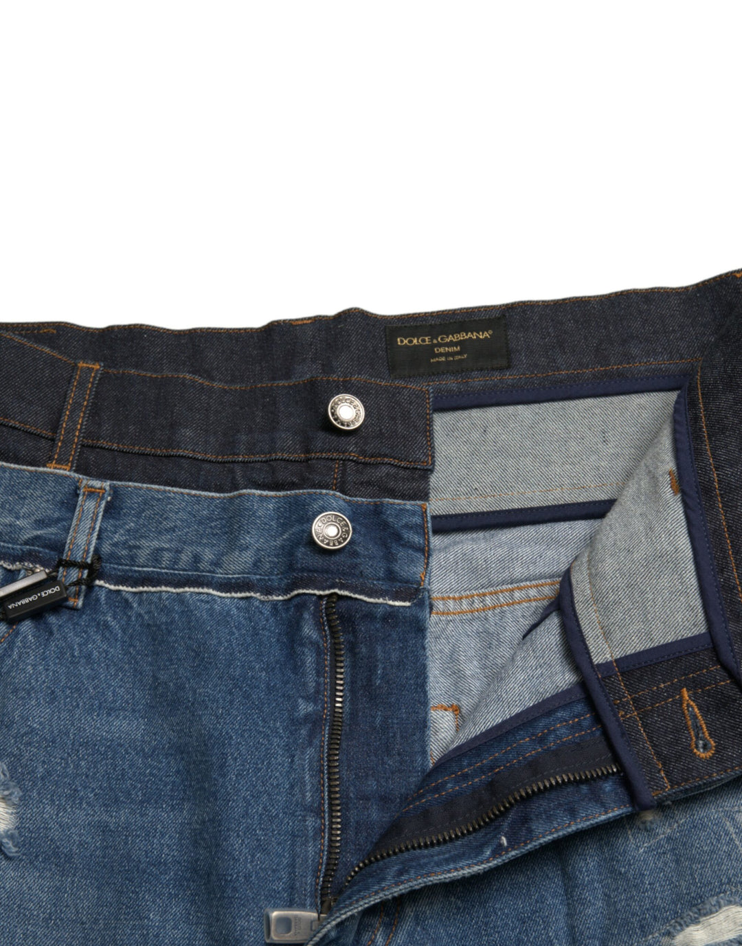 Dolce &amp; Gabbana Blue Tattered Cotton Men Denim Jeans by Dolce &amp; Gabbana outlet now on sale