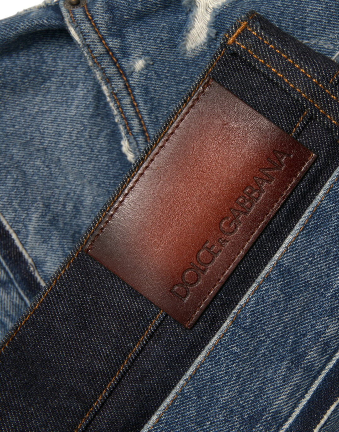 Dolce &amp; Gabbana Blue Tattered Cotton Men Denim Jeans by Dolce &amp; Gabbana outlet now on sale