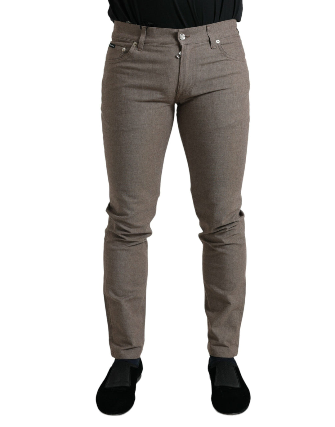 Dolce &amp; Gabbana Sample Sale Dolce &amp; Gabbana Brown Cotton Stretch Skinny Men Pants - | Designer outlet