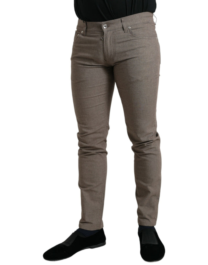 Dolce &amp; Gabbana Sample Sale Dolce &amp; Gabbana Brown Cotton Stretch Skinny Men Pants - | Designer outlet