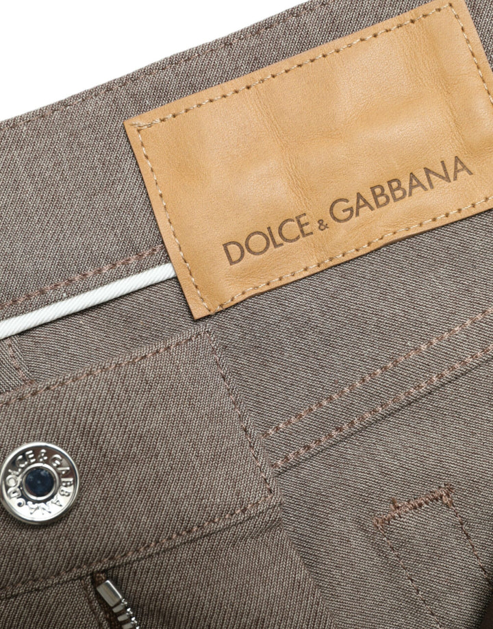 Dolce &amp; Gabbana Sample Sale Dolce &amp; Gabbana Brown Cotton Stretch Skinny Men Pants - | Designer outlet