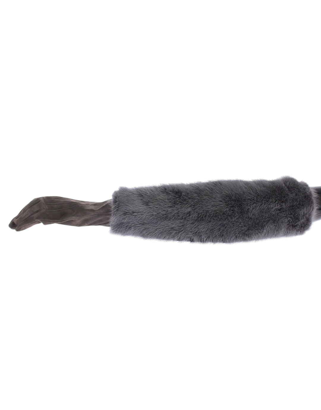 Dolce & Gabbana Elegant Gray Mink Fur Leather Elbow Gloves