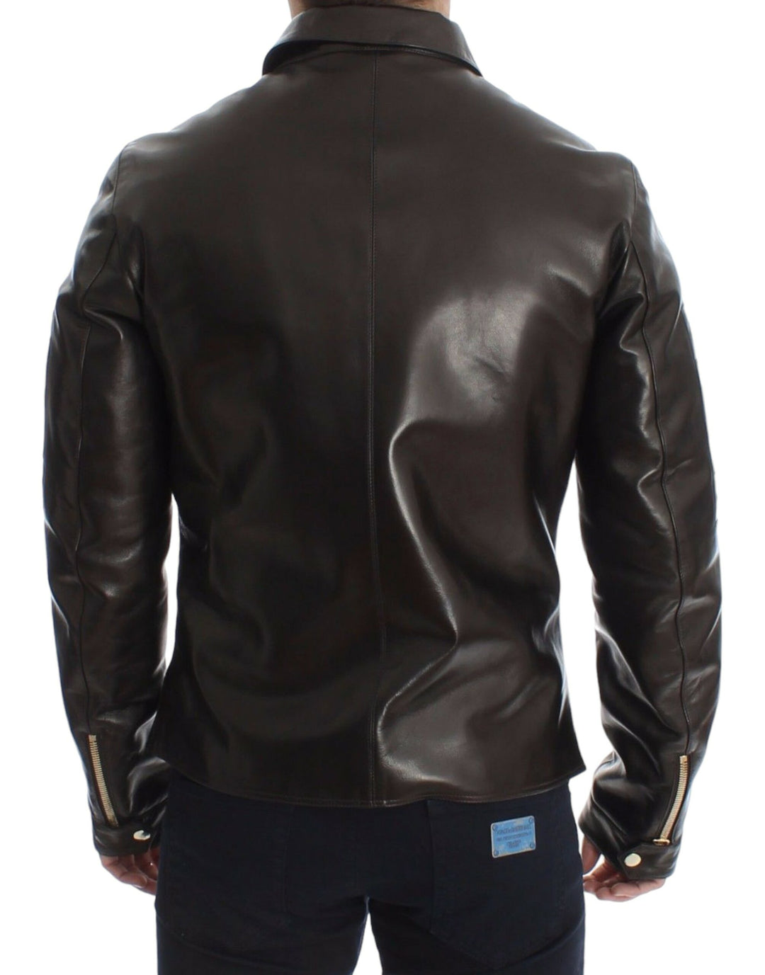 Dolce & Gabbana - Dolce & Gabbana Elegant Brown Gold - Detailed Leather Jacket - SIG14073 - 3 - Ask Me Wear