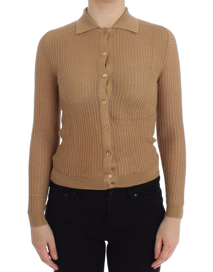 Dolce &amp; Gabbana Sample Sale Dolce &amp; Gabbana Beige Knitted Cotton Polo Cardigan Sweater - | Designer outlet