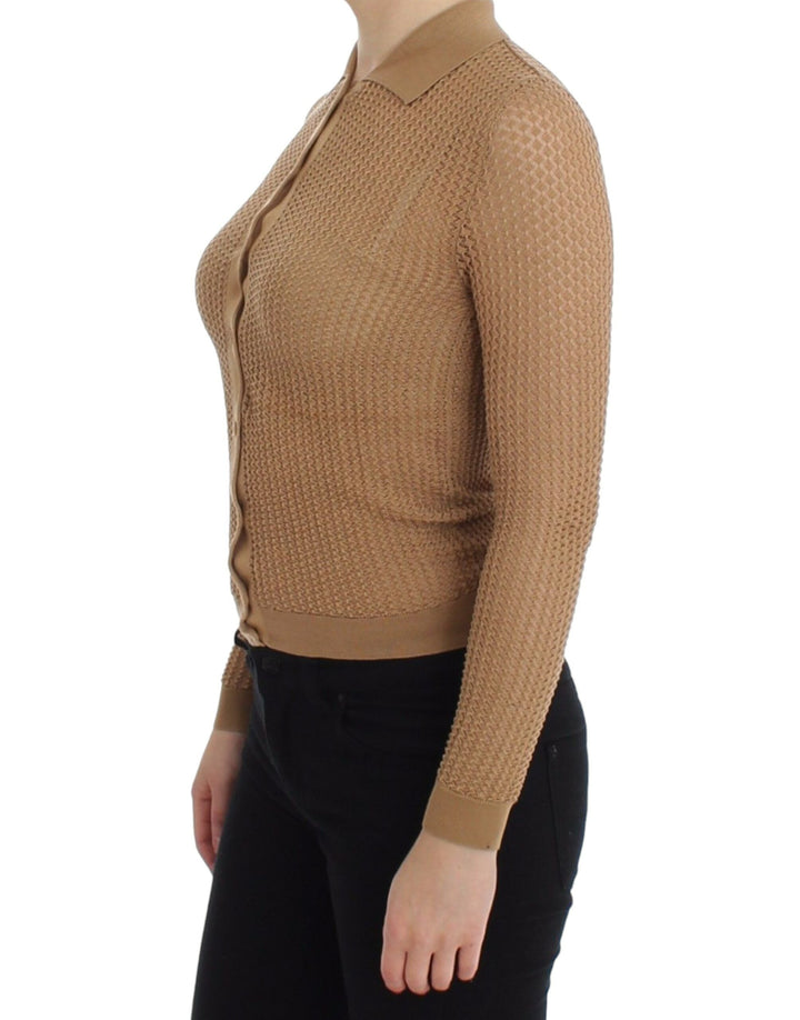 Dolce &amp; Gabbana Sample Sale Dolce &amp; Gabbana Beige Knitted Cotton Polo Cardigan Sweater - | Designer outlet