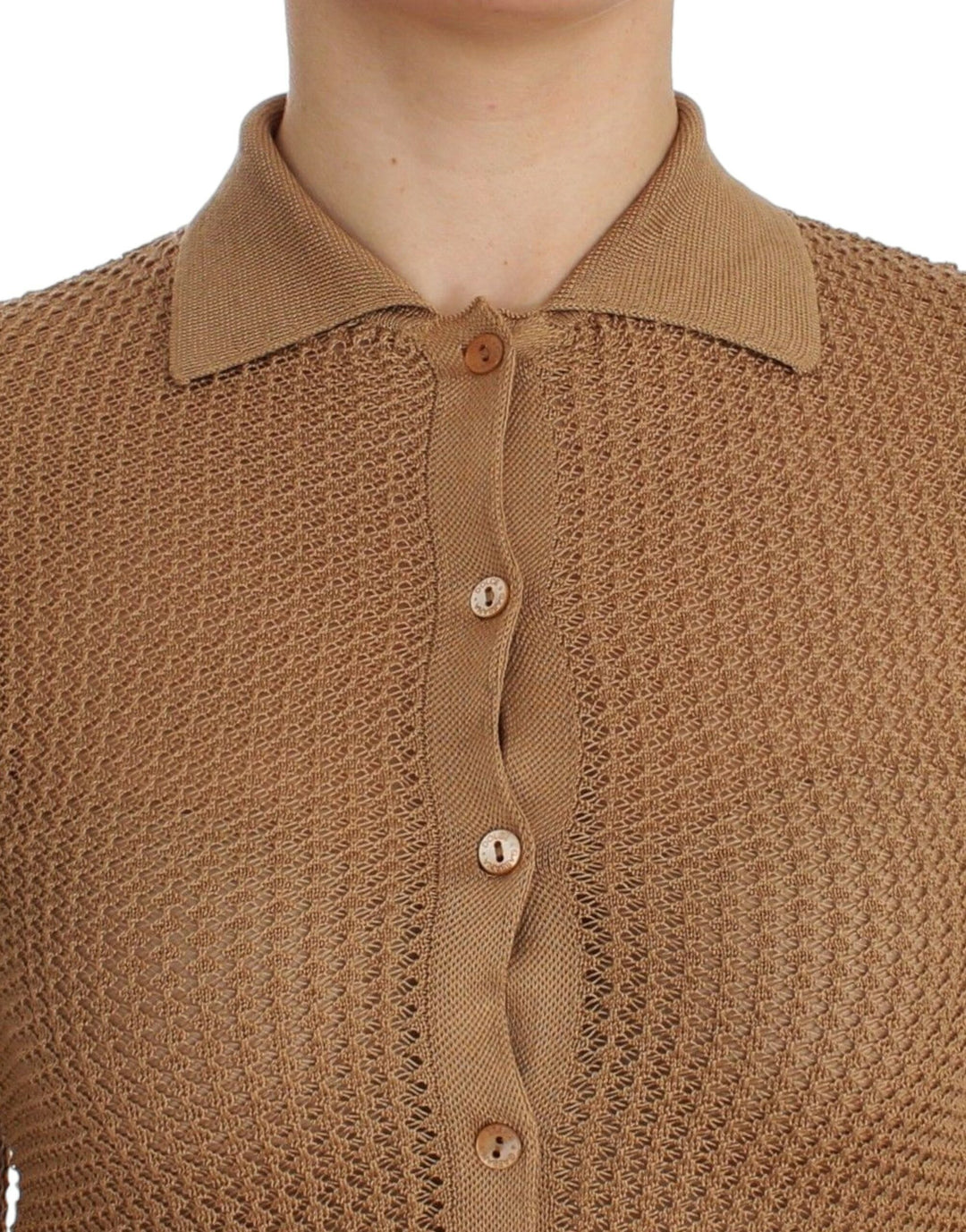 Dolce &amp; Gabbana Sample Sale Dolce &amp; Gabbana Beige Knitted Cotton Polo Cardigan Sweater - | Designer outlet