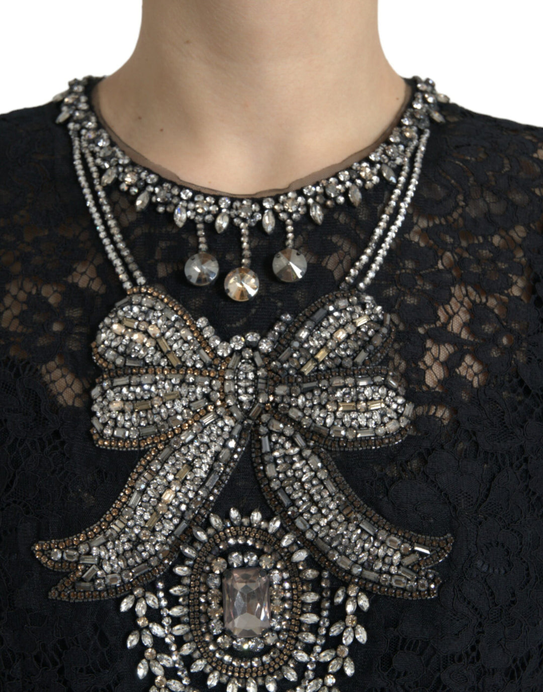 Dolce & Gabbana Elegant Crystal-Embellished Sheath Dress