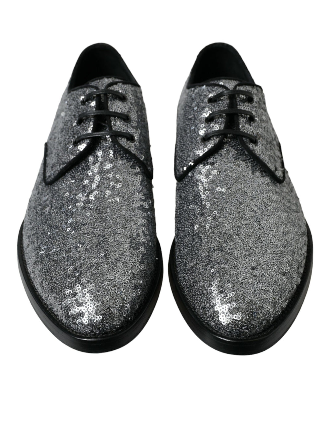 Dolce &amp; Gabbana Sample Sale Dolce &amp; Gabbana Silver Sequined Lace Up Men Derby Dress Shoes - | Designer outlet