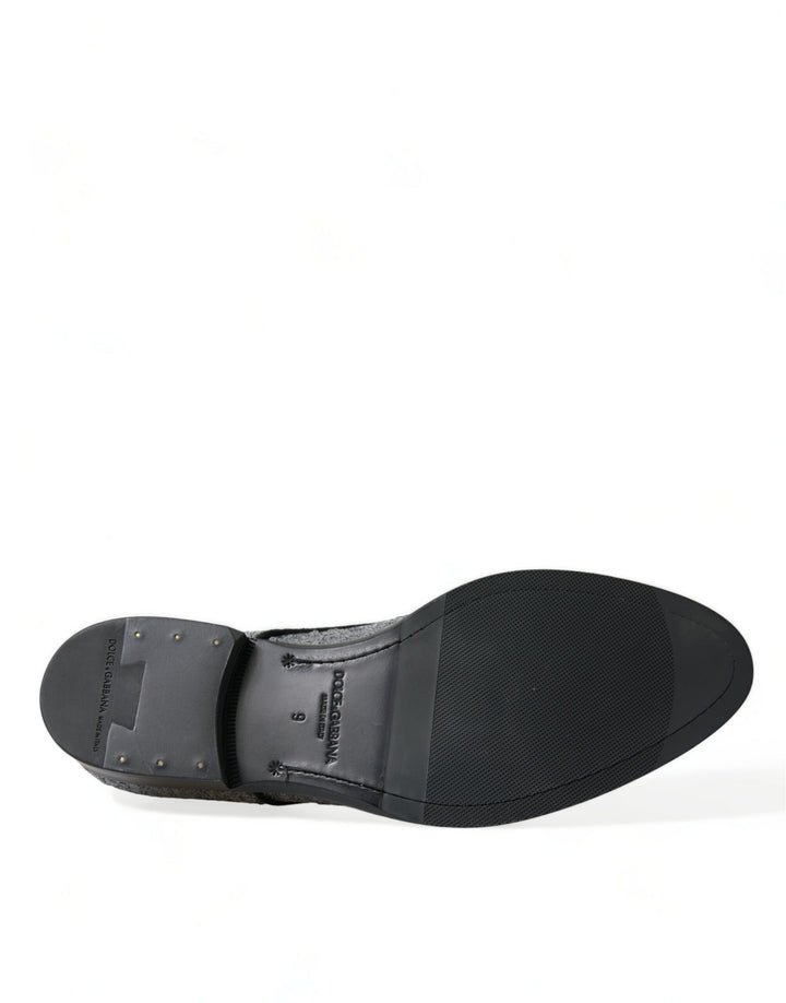 Dolce &amp; Gabbana Sample Sale Dolce &amp; Gabbana Silver Sequined Lace Up Men Derby Dress Shoes - | Designer outlet