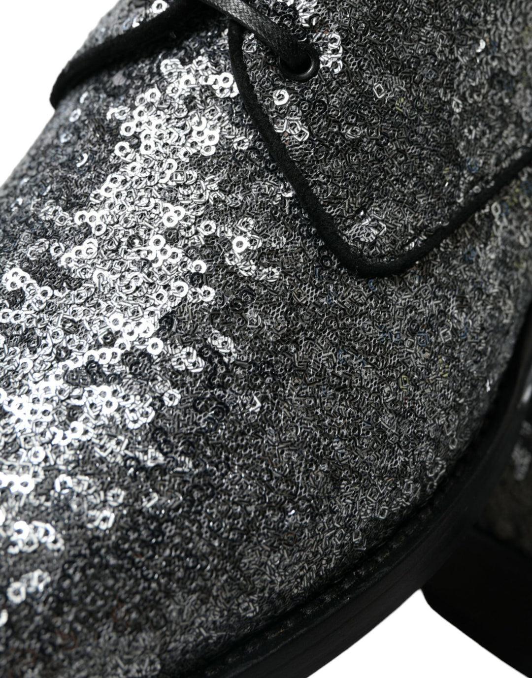 Dolce &amp; Gabbana Sample Sale Dolce &amp; Gabbana Silver Sequined Lace Up Men Derby Dress Shoes - | Designer outlet