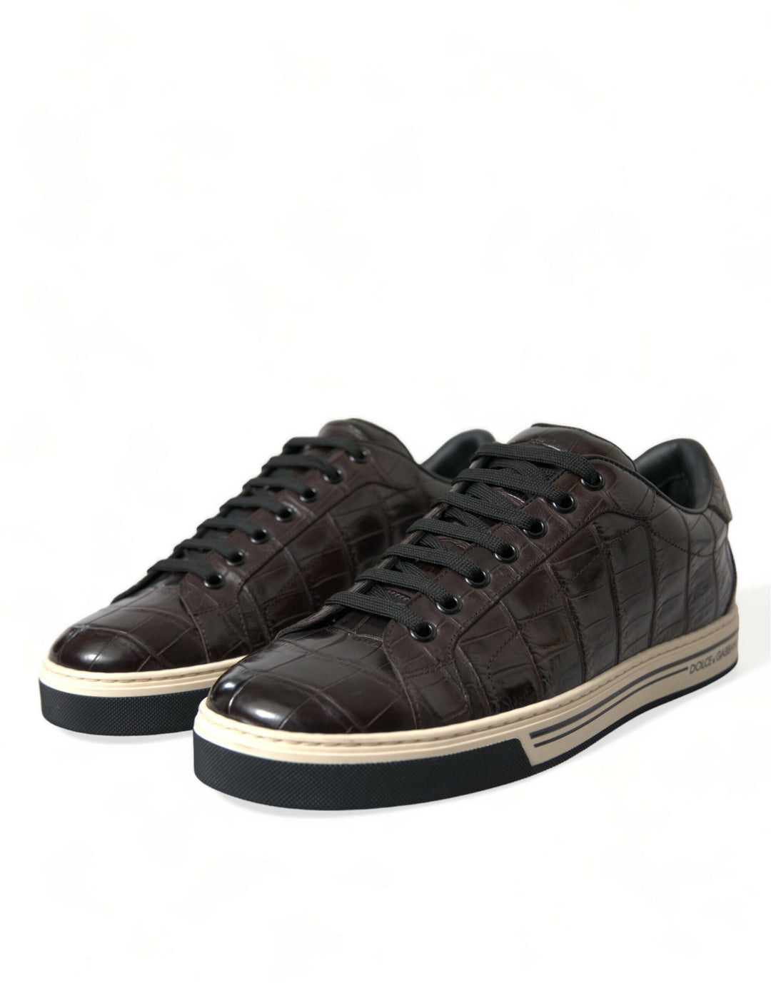 Dolce &amp; Gabbana Sample Sale Dolce &amp; Gabbana Brown Croc Exotic Leather Men Casual Sneakers Shoes - | Designer outlet