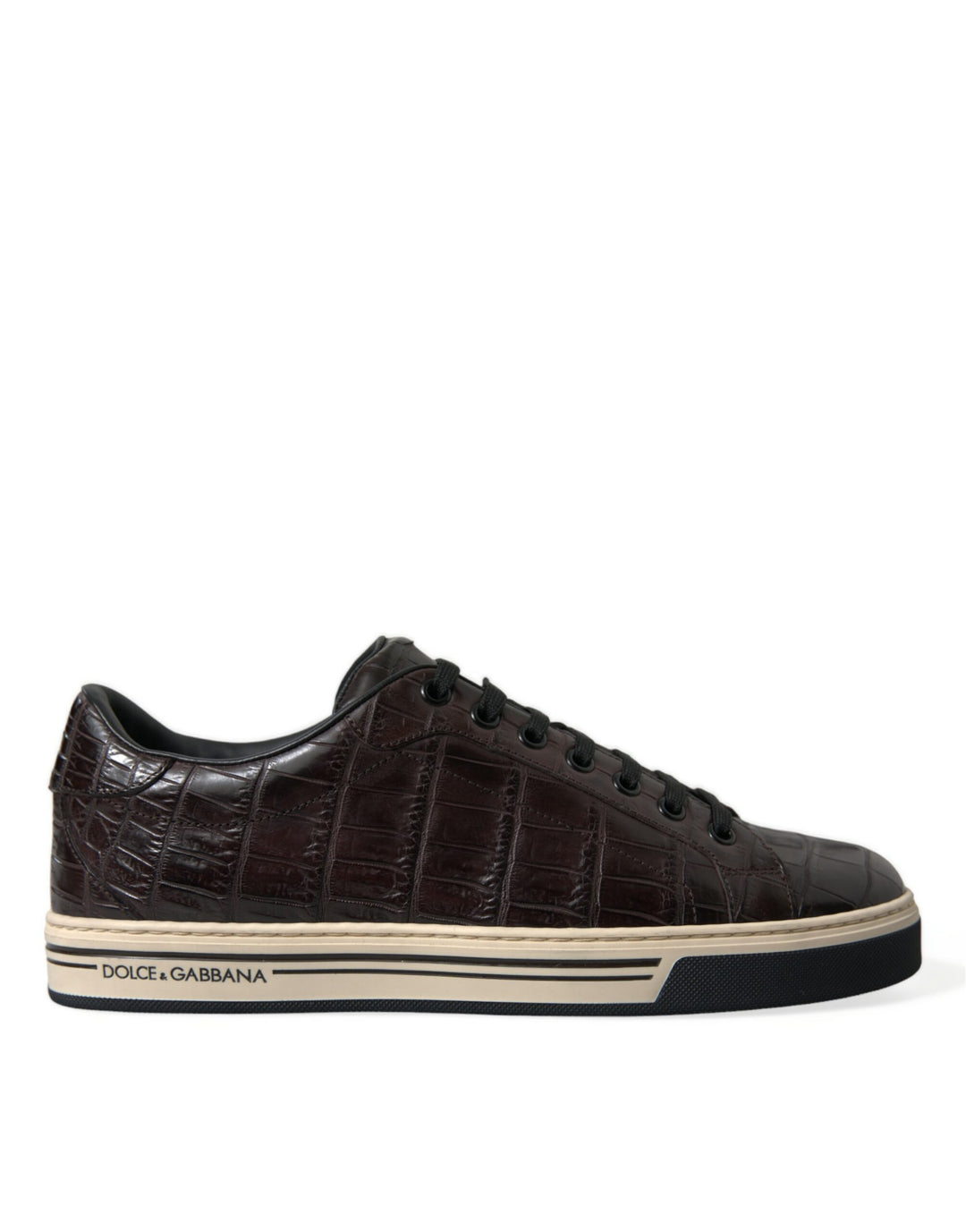 Dolce &amp; Gabbana Sample Sale Dolce &amp; Gabbana Brown Croc Exotic Leather Men Casual Sneakers Shoes - | Designer outlet