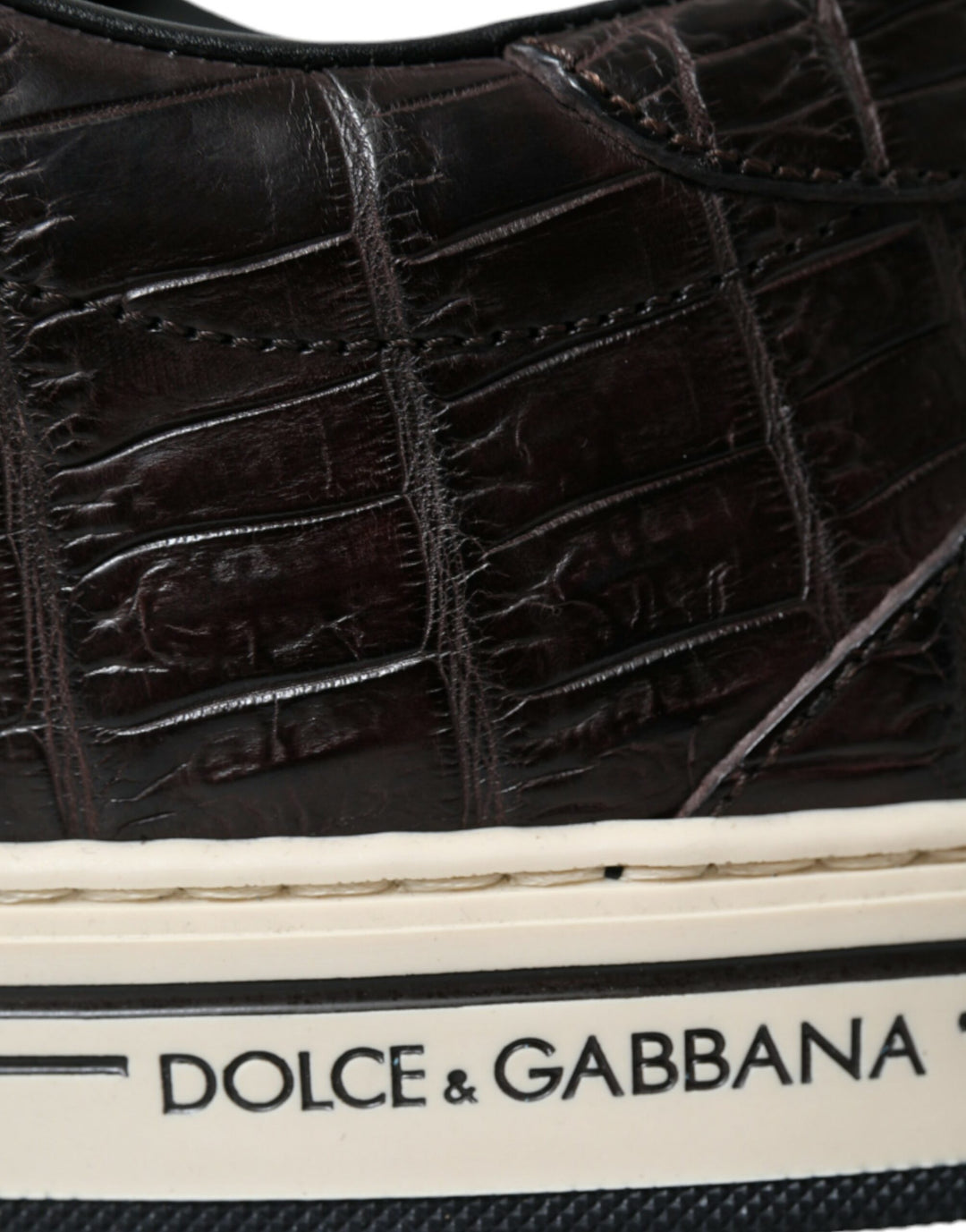 Dolce &amp; Gabbana Sample Sale Dolce &amp; Gabbana Brown Croc Exotic Leather Men Casual Sneakers Shoes - | Designer outlet