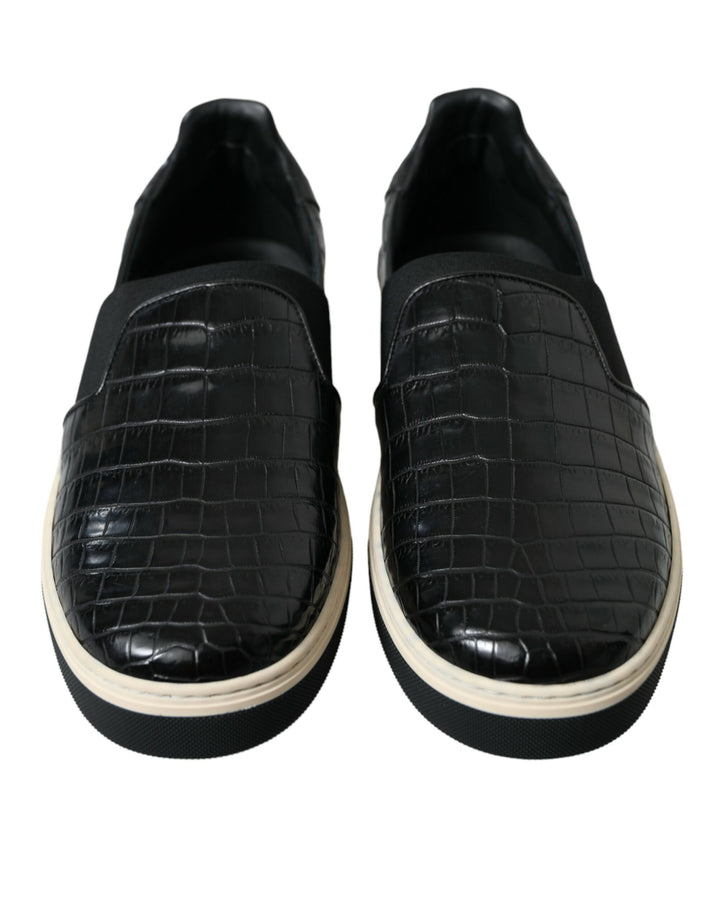 Dolce &amp; Gabbana Sample Sale Dolce &amp; Gabbana Black Croc Exotic Leather Sneakers Shoes - | Designer outlet
