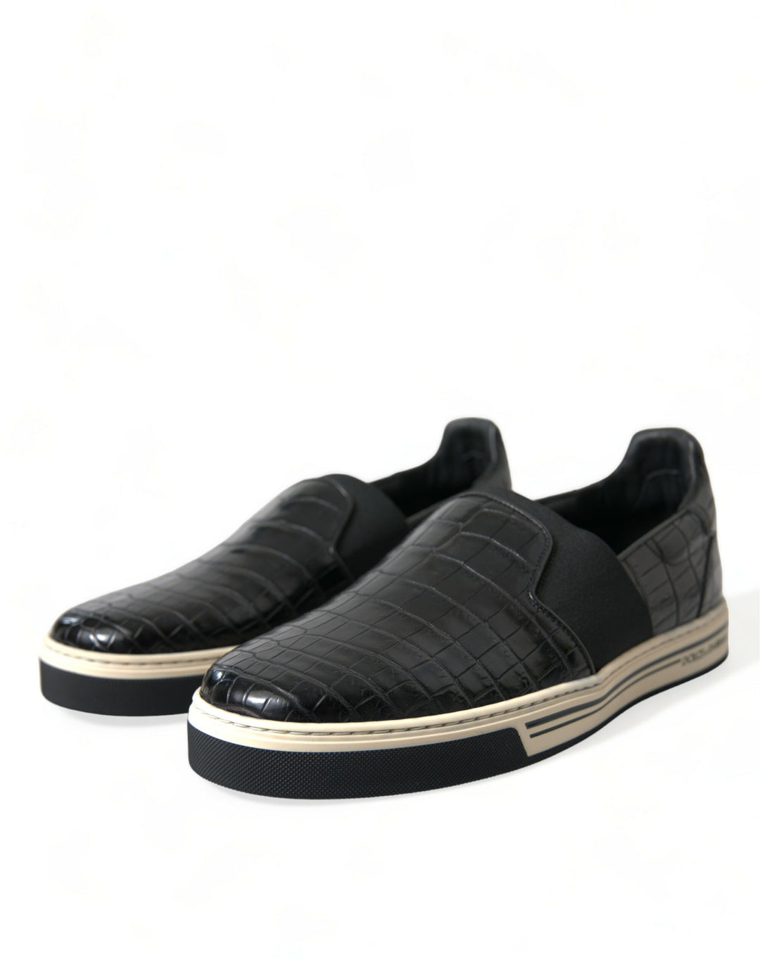Dolce &amp; Gabbana Sample Sale Dolce &amp; Gabbana Black Croc Exotic Leather Sneakers Shoes - | Designer outlet
