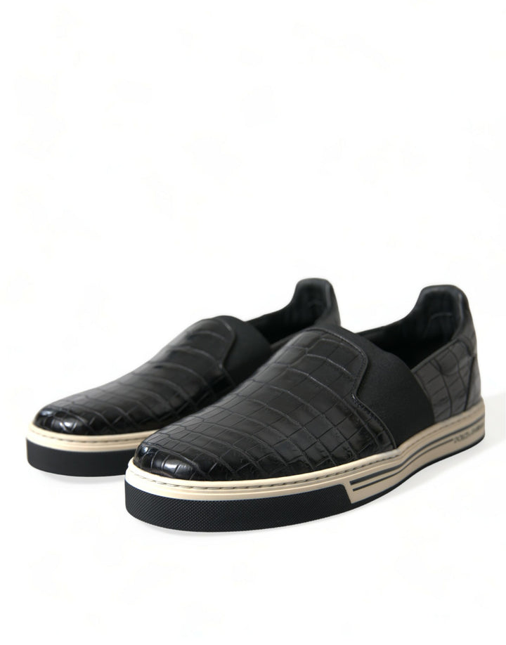 Dolce &amp; Gabbana Sample Sale Dolce &amp; Gabbana Black Croc Exotic Leather Sneakers Shoes - | Designer outlet
